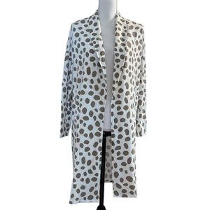 Ann Taylor Matte Jersey Knit Open Front Long Print Cardigan Duster Women MP